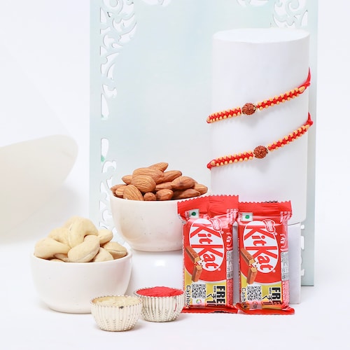Buy Set of 2 Rakhi with Chocolates and Dry Fruits
