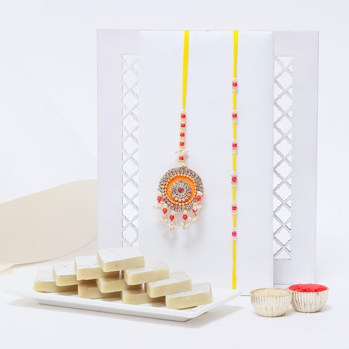 Buy Bhaiya Bhabhi Rakhi with Kaju Katli