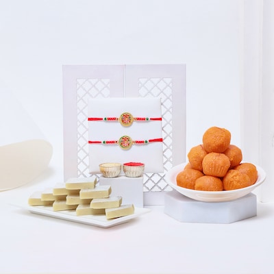 Set of 2 Ganesha Rakhis with Sweets