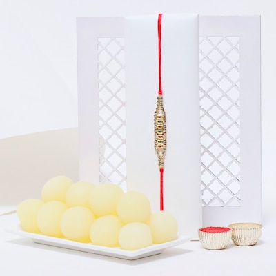 Beads Rakhi with Rasgulla