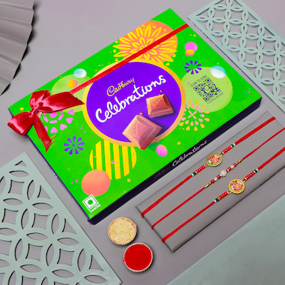 Set of 3 Rakhis with Celebration Chocolate
