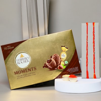 Set of 2 Mauli Rakhis with Moment Chocolates