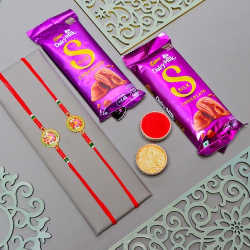 Buy Ganesha Rakhi with Silk Chocolates