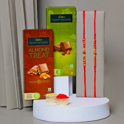 Set of 2 Rakhis with Temptations Chocolates
