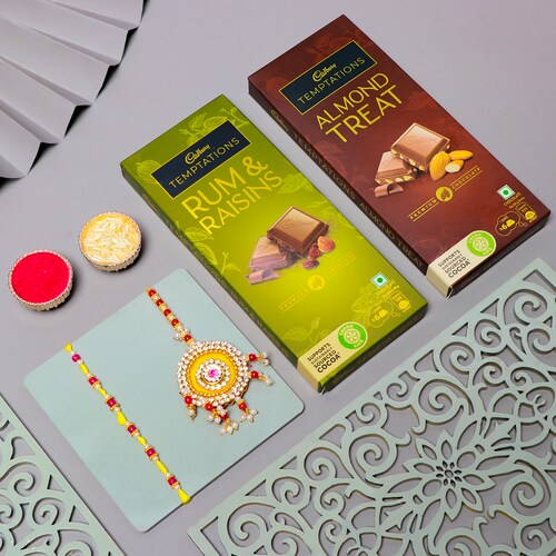 Buy Bhaiya Bhabhi Rakhi Set with Temptations Chocolates