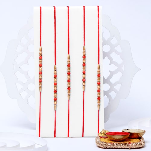 Buy Divine Duo Set of 5 Rudraksh Rakhis