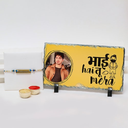 Buy Personalized Stone Frame with Evil Eye Rakhi