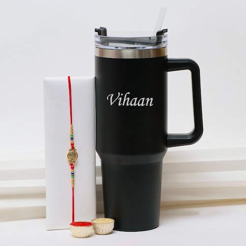 Buy Personalized Urban Steel Tumbler with Rakhi