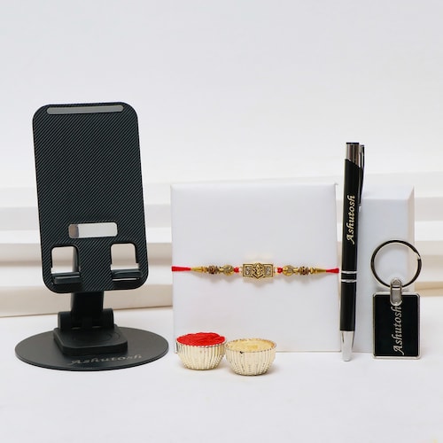 Buy Personalized Modern Gift Set with Ganesha Rakhi