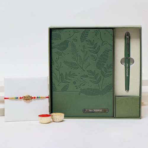 Buy Personalized Diary and Pen Set with Rakhi