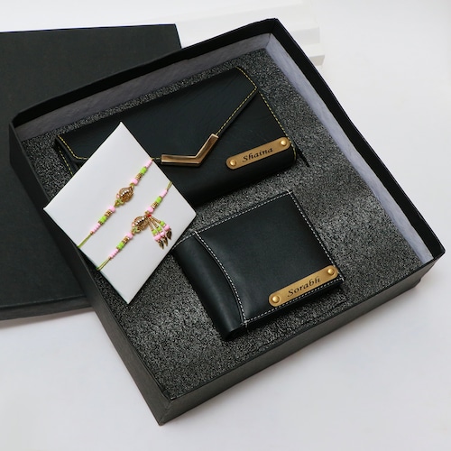 Buy Personalized Wallet and Clutch Rakhi Gift for Bhaiya Bhabi