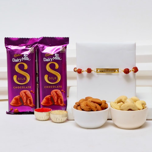 Buy Personalized Rudraksha Rakhi Bracelet Gift Pack