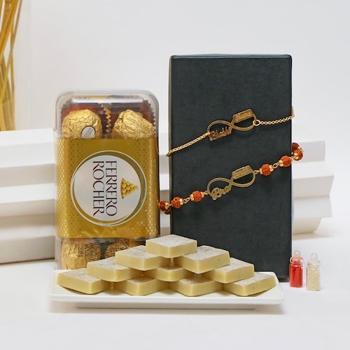 Buy Personalized Bhaiya Bhabhi Rakhi with Sweets