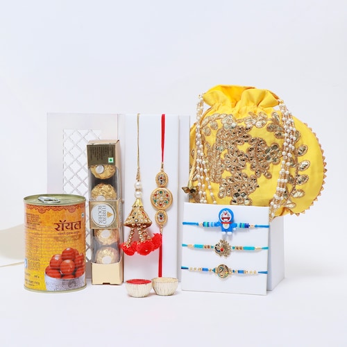 Buy Bonded Beads Family Rakhi Hamper