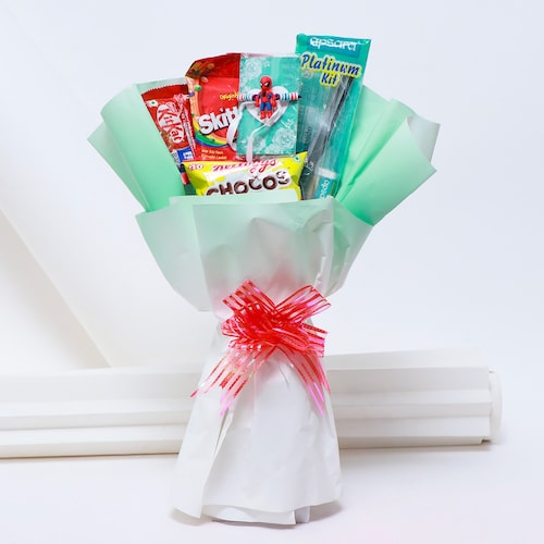 Buy Stationery Kid Rakhi Bouquet
