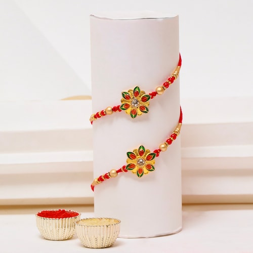 Buy Golden Meenakari Rakhi