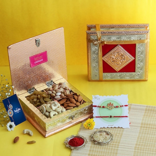 Buy Rajwada Gift Box With Dryfruits and Rakhi
