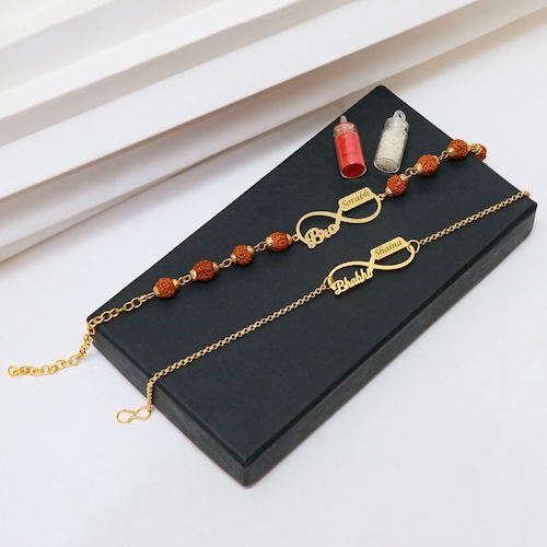 Buy Personalized Bhaiya Bhabhi Rakhi Set