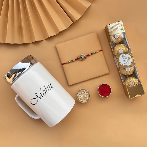 Buy Personalized Coffee Ceramic Mug with Rakhi