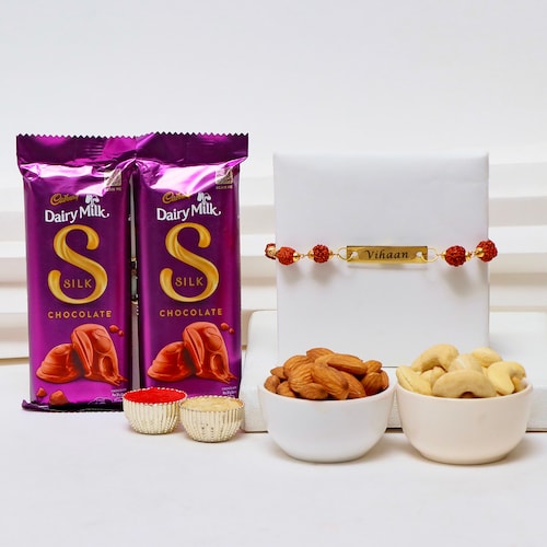 Buy Personalized Rudraksha Rakhi Bracelet Gift Pack