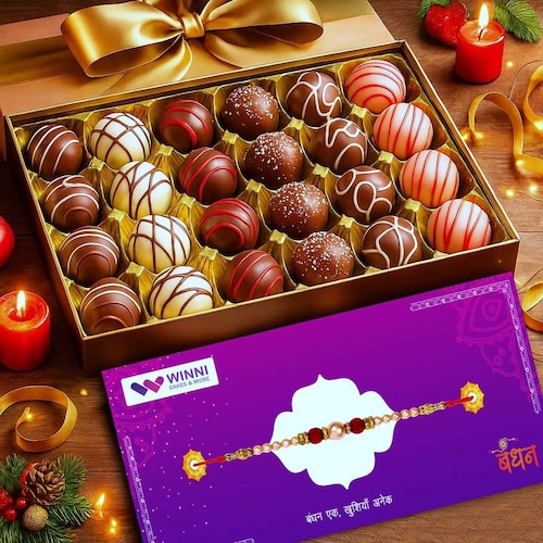 Buy Super Premium 24 Pcs Rich Truffles Chocolates with Rakhi