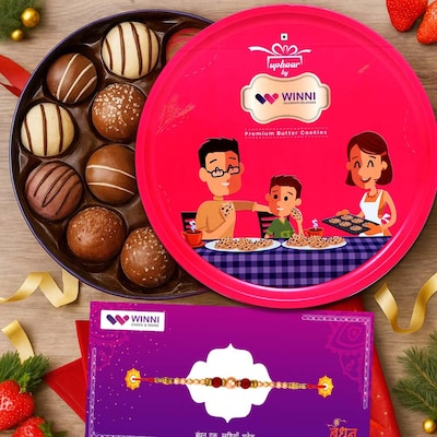 Rakhi and Deluxe 30 Pcs Truffles Chocolates with Tin Box