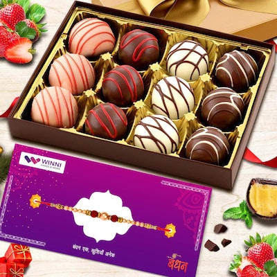 12 Pcs Luxury Chocolates with Rakhi