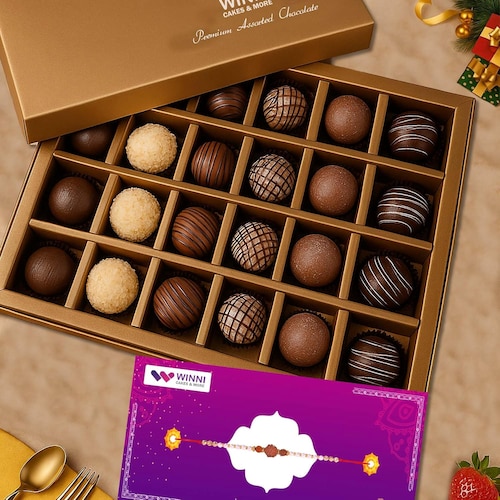 Buy Deluxe 24 Pcs Truffles Chocolate with Rakhi