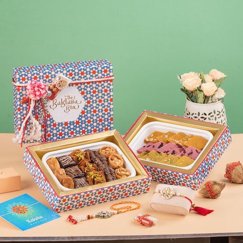 Buy Rakhi Gift Box of Baklavas and Katli