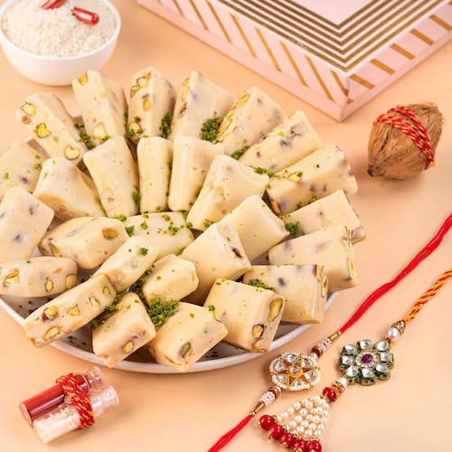 Buy Chocolate Nougat with Premium Rakhis