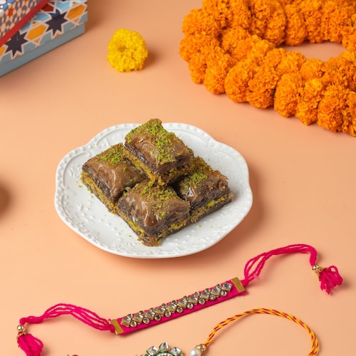 Buy Chocolate Baklava with Rakhi
