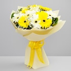 Mix Gerbera Flowers Bouquet In White Wrapping