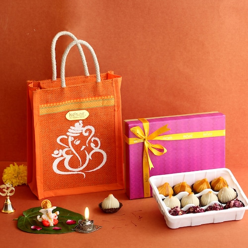 Buy Ganesha Pooja Gift Box with Shahi Modak