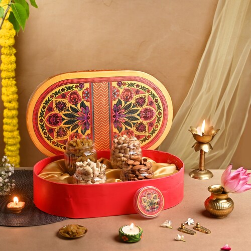 Buy Mandala Magic Oval Dryfruit Gift Box