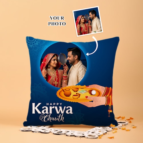 Buy Personalized Karwa Chauth Couple Keepsake Cushion
