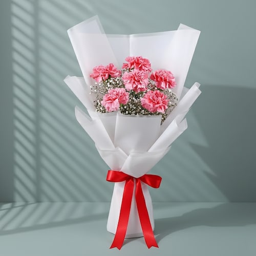 Buy 6 Pink Carnations Flower Bouquet