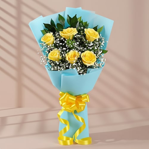 Buy 6 Yellow Roses Bouquet