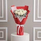 10 White Roses Flower Bouquet