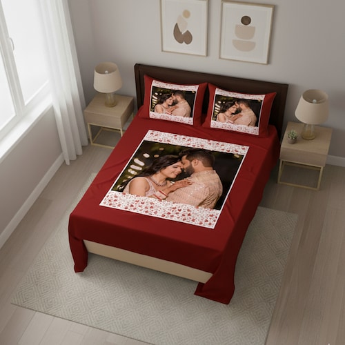 Buy Personalized Romantic Photo Bedsheet Gift Set