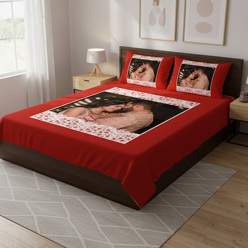 Buy Personalized Romantic Photo Bedsheet Gift Set