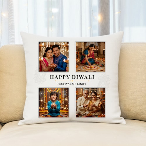 Buy Personalized Multi Images Cushion For Diwali