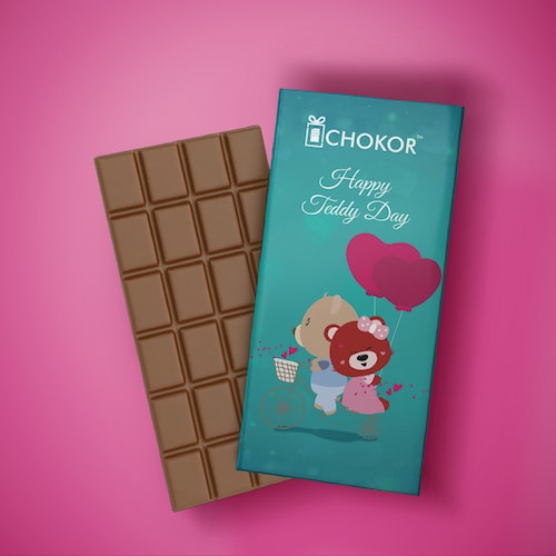 Buy Chokor Artisanal Teddy Day Chocolate Bar 100 gm