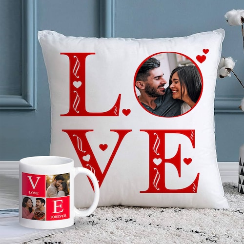 Buy Heartfelt Personalised Cushion and Mug