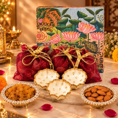 Jute Diwali Gift Box with Festive Decor