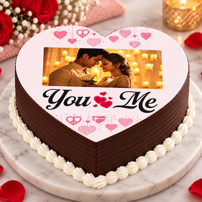 Romantic You and Me Photo Cake