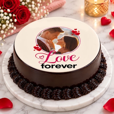 Forever Yours Romantic Photo Cake