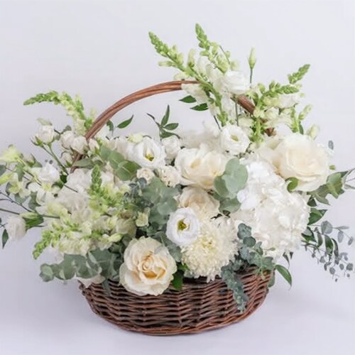 Buy White Flowers Basket