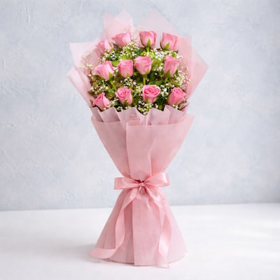12 pink roses