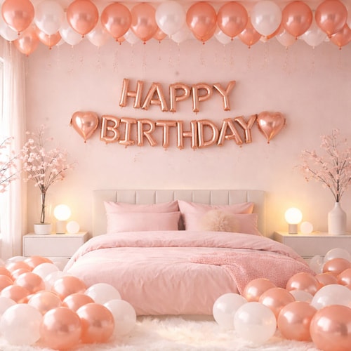 Buy Rose Gold Birthday Balloon Decoration