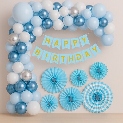 Pastel Blue Birthday Party Backdrop